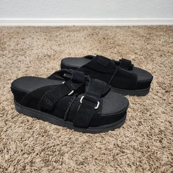 Ugg Black Platform Slide Sandals Women's 8 Summer Style - Picture 1 of 9